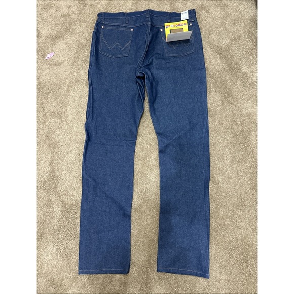Wrangler Men's 13Mwz Dark Wash High Rise Rigid Cowboy Cut Straight Jeans 40x38 - Picture 5 of 5